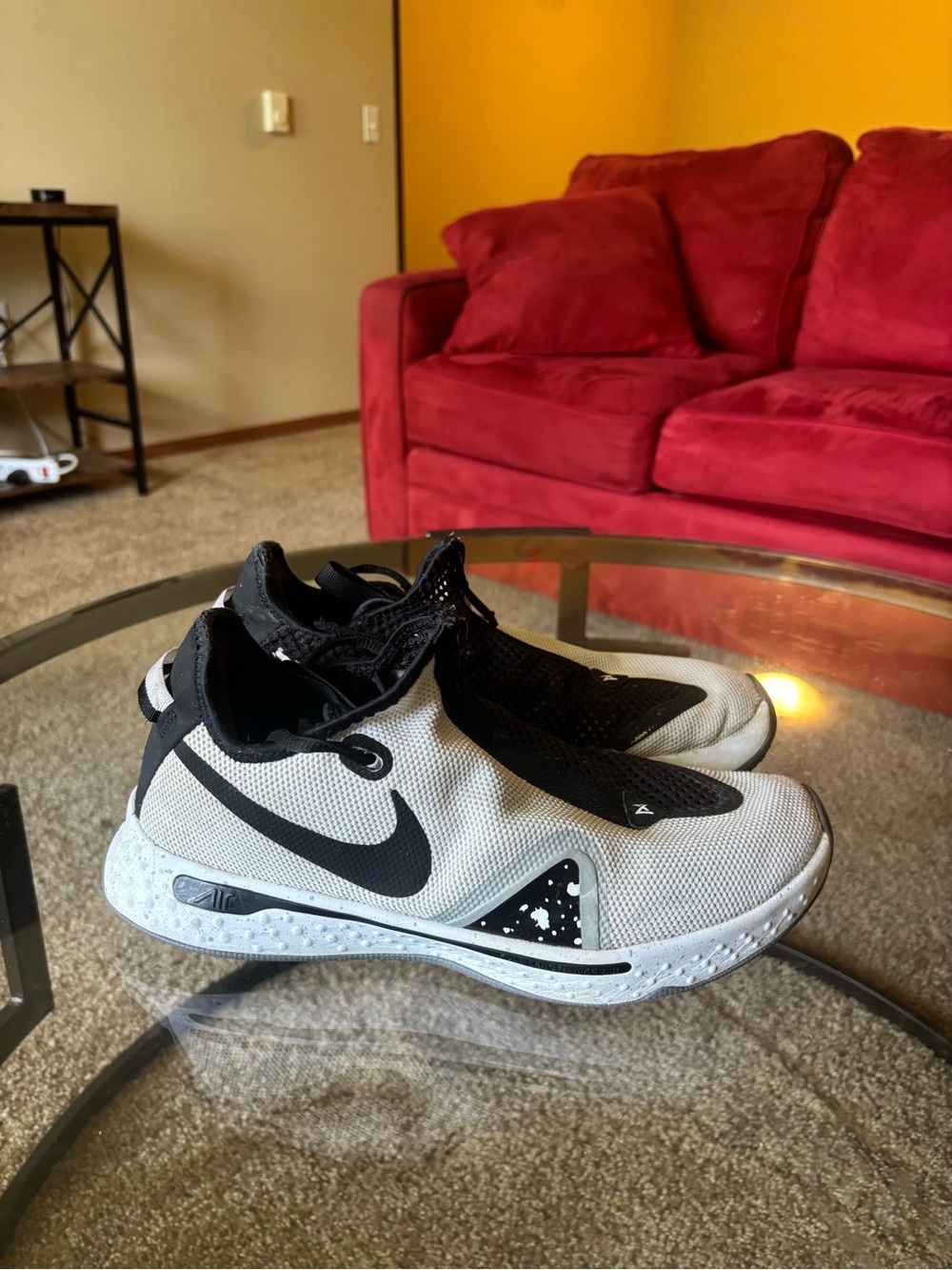 Nike White and Black Slip-On Sport Sneakers